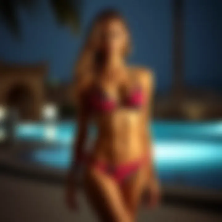 Model wearing designer swimsuit highlighting body confidence