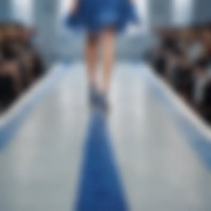 Stylish decoration featuring blue chiffon ribbon on a fashion runway