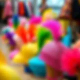 Colorful collection of head boppers on display