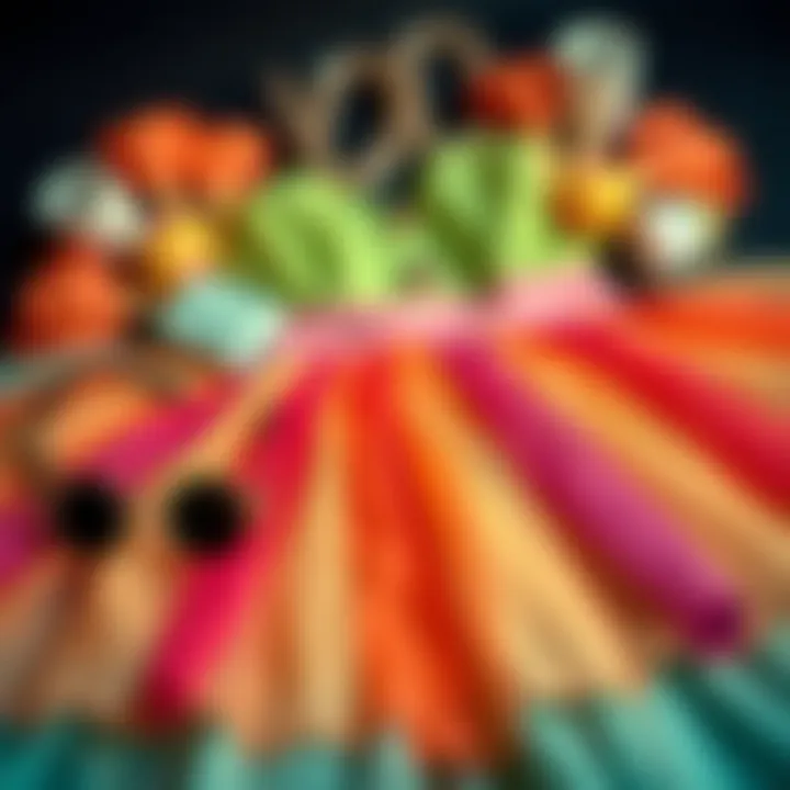 A creative flat lay of styling accessories paired with a rainbow princess dress