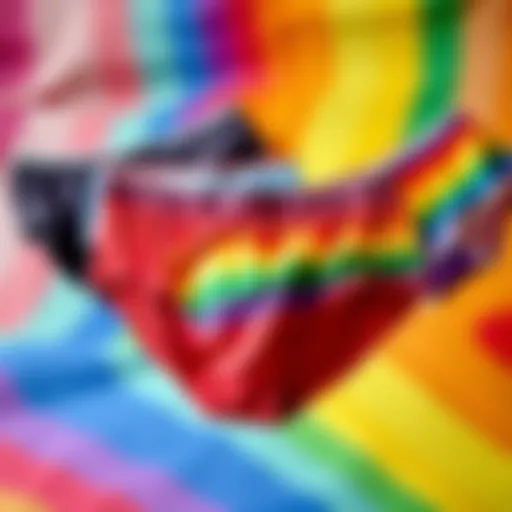 A vibrant display of rainbow panties on a colorful background