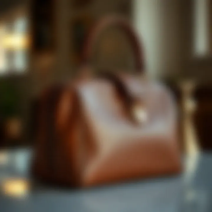 Craftsmanship of Top Handle Cosmetic Bags Close-up of a top handle cosmetic bag highlighting its craftsmanship.