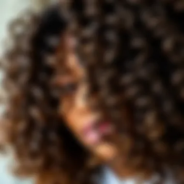 Texture and Shine of Curly Hair Close-up of healthy, bouncy curls highlighting texture and shine.