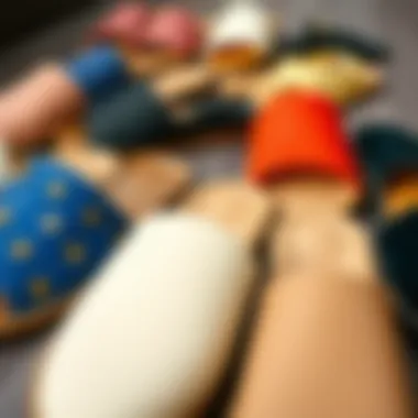 A collection of closed toe slide shoes in various materials