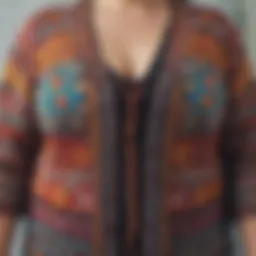 Colorful plus size boho cardigan with intricate patterns
