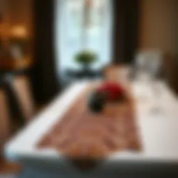 Elegant square table runner on a dining table