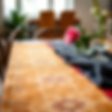 Variety of materials used for square table runners