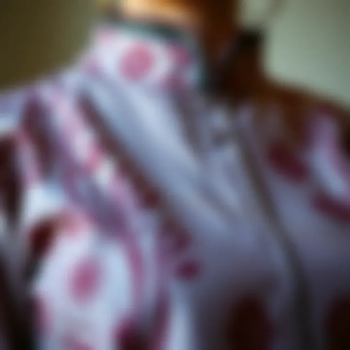 Intricate Fabric Patterns Close-up of intricate fabric patterns on a tunic top