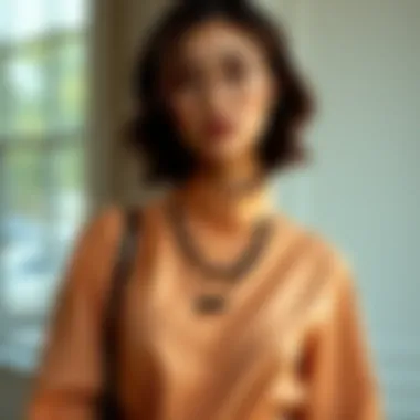 Styled Outfit with Mandarin Collar Tunic A styled outfit featuring a mandarin collar tunic top with accessories