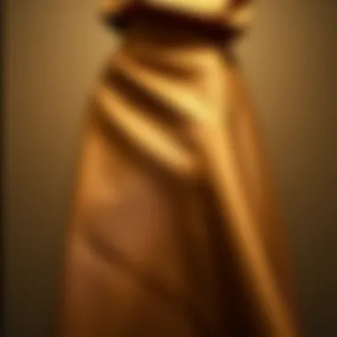 Luxurious fabric texture showcasing a two-piece midi skirt