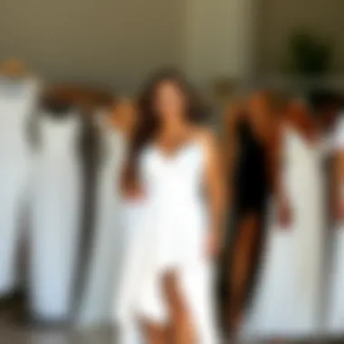 Different styles of white plus size dresses displayed