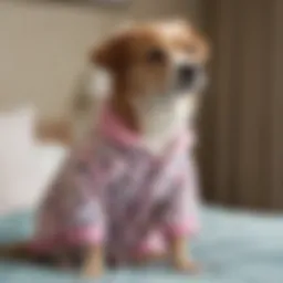 Trendy pet pajamas on a playful dog