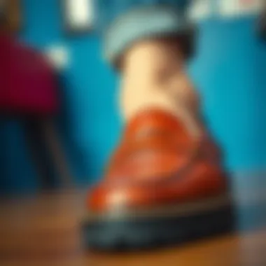 Close-up of the texture and design of loafers