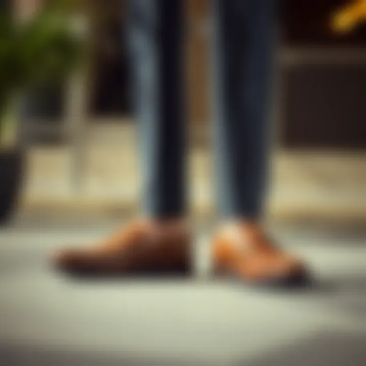 A fashionable outfit complemented by loafers