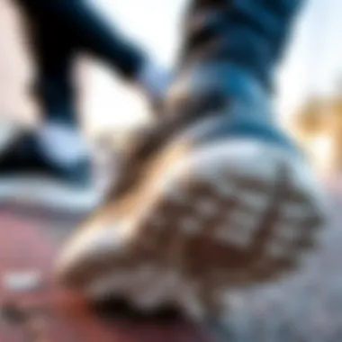 Close-up of thick sole design highlighting functionality and comfort