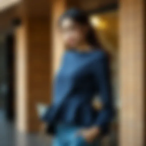 Stylish tulip hem nursing top on a model showcasing versatile fashion