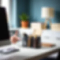 Stylish mesh pocket organizer in a modern home office setting