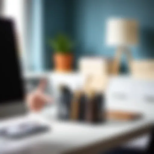 Stylish mesh pocket organizer in a modern home office setting