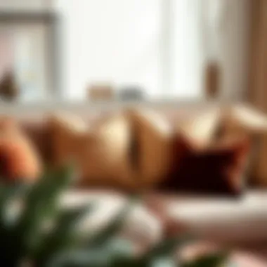 Elegant arrangement of 30x30 couch pillows on a stylish sofa