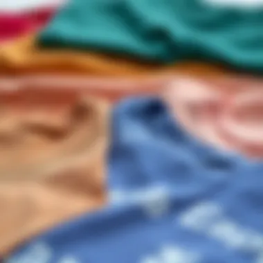 Fabric swatches showcasing variety of materials for V-neck T-shirts