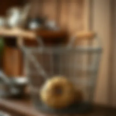 Rustic charm of a wire basket with wooden accents