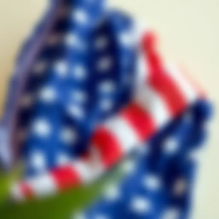 Close-up of eco-friendly materials used in patriotic swimsuits