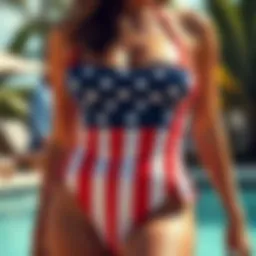 Vibrant patriotic swimsuit design showcasing the American flag