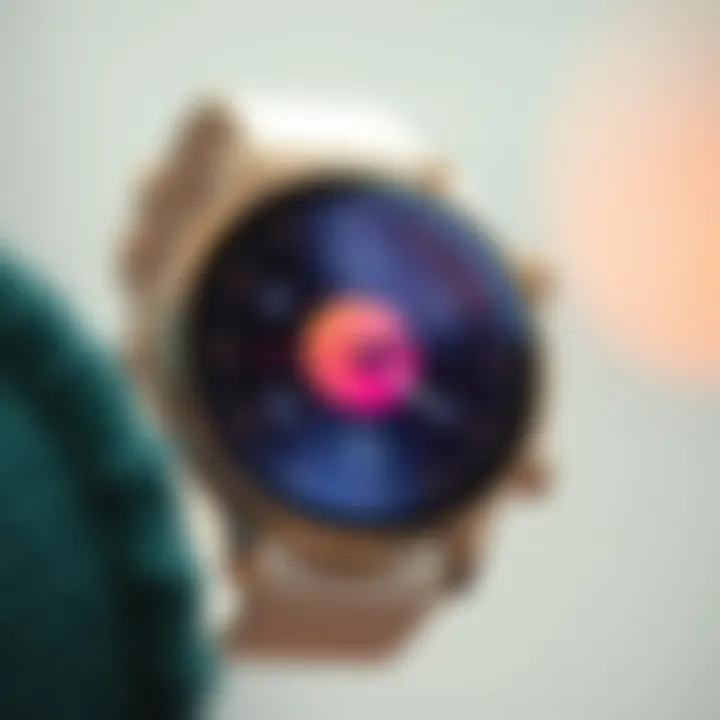 Customizable Smart Watch Interface Close-up of a smart watch with customizable interface options
