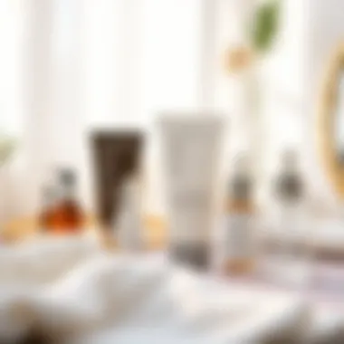 A serene atmosphere with skincare products for eyebrow maintenance