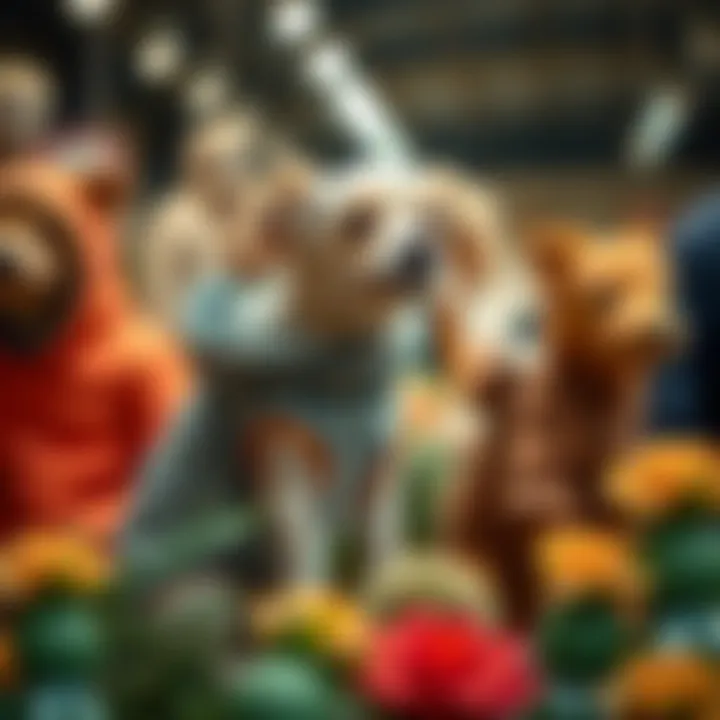 A collection of eco-friendly pet apparel displayed