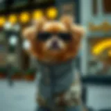 A stylish dog wearing a fashionable coat