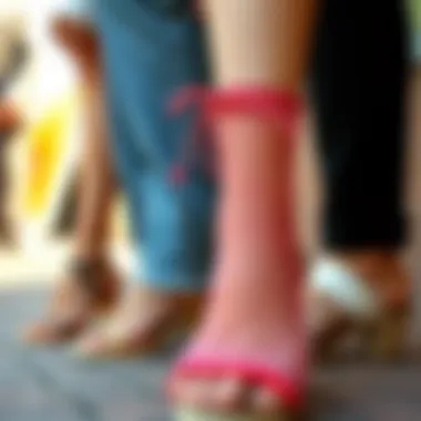 Versatile Styling of Fishnet Sandals A vibrant display of various fishnet sandals styled for different occasions