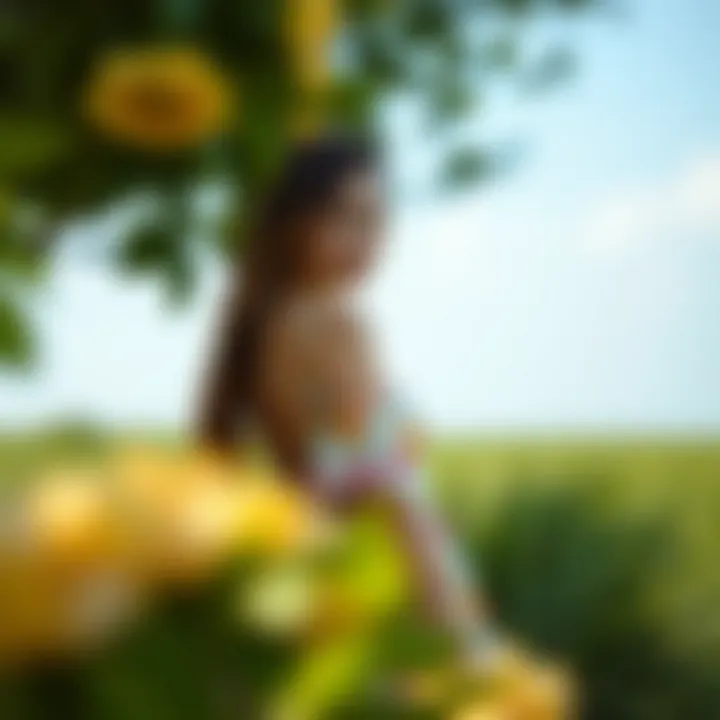 A model elegantly wearing a floral dress in an outdoor setting, embodying casual chic.