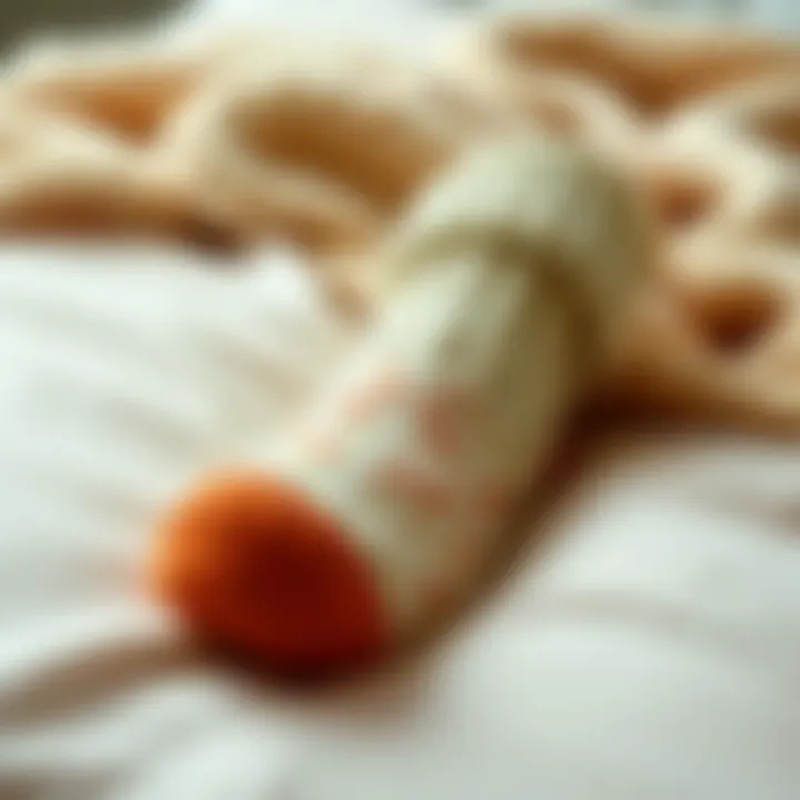 A cozy pair of wool socks on a soft surface