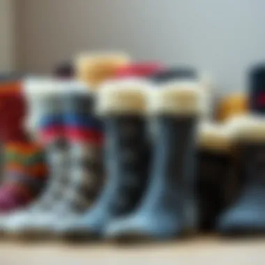 Variety of wool sock styles displayed together