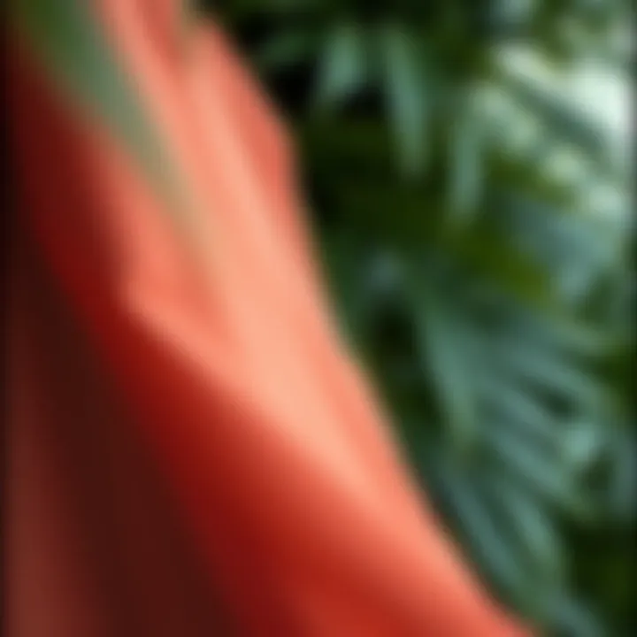 Textural Contrast: The Interplay of Fabric and Foliage Close-up of fabric textures against a leafy background