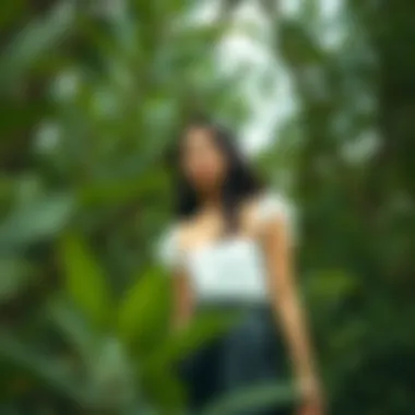 Calm in Nature: Fashion Photography Amidst Greenery A serene fashion shoot with a verdant backdrop