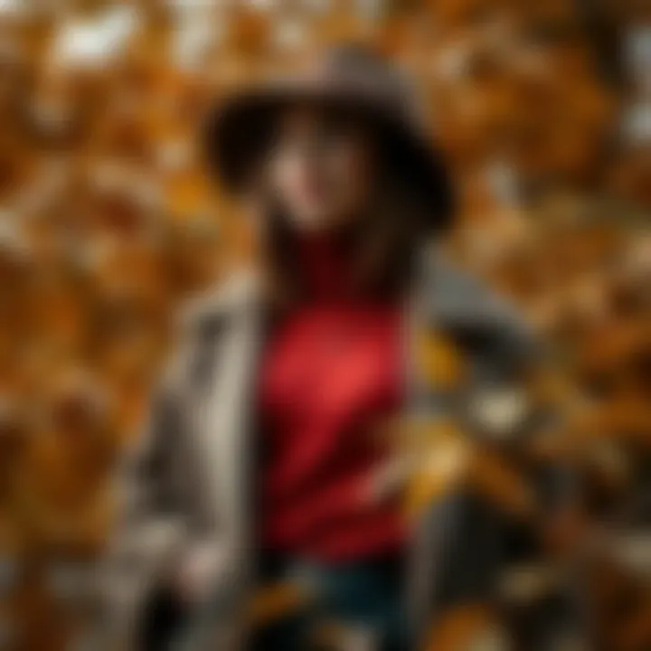 Seasonal Palette: Clothing Surrounded by Autumn's Embrace Stylish clothing ensemble showcased amidst autumn leaves