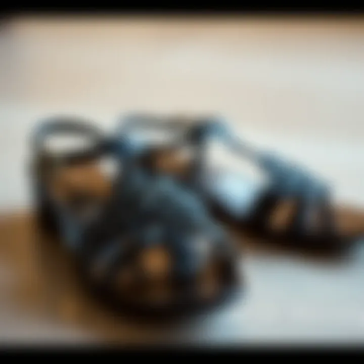 Intricately Designed Formal Black Sandals Elegant formal black sandals with intricate detailing