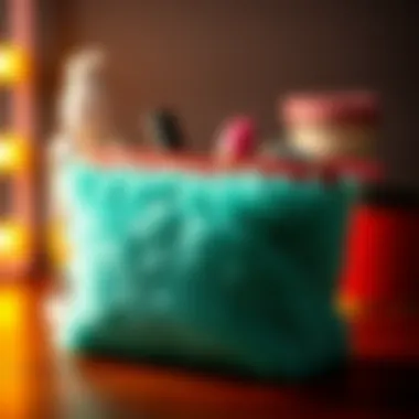 Vibrant fuzzy makeup bag showcasing design