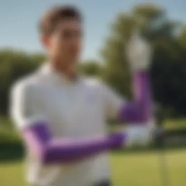 Golfer playing under the sun, showcasing the use of UV arm sleeves