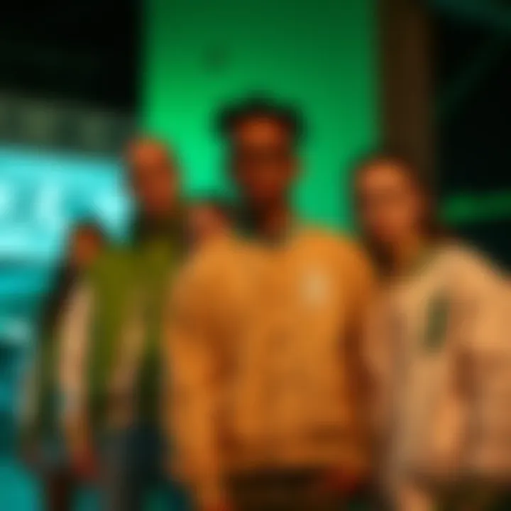 A diverse group of individuals showcasing their unique takes on the green bone varsity jacket