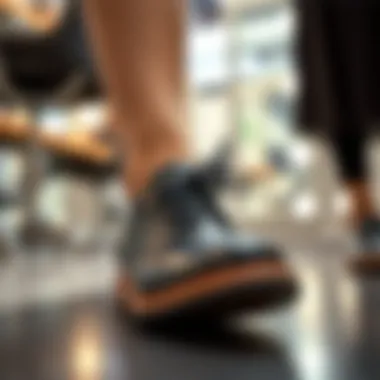 Practical Style in Hairstylist Footwear Stylish yet practical hairstylist shoes in a salon setting