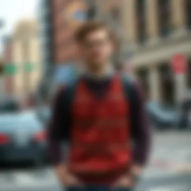 The Sweater Vest as a Modern Fashion Statement A fashionable individual wearing the Harry Potter sweater vest in a city setting