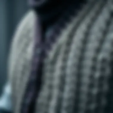 Detailed View of the Sweater Vest's Craftsmanship A close-up of the intricate knit pattern of the sweater vest