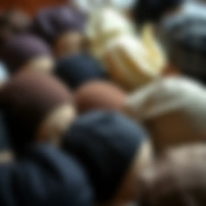 An assortment of HD wig caps in various styles and colors