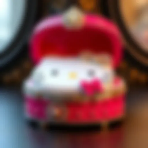 Intricate Design of Hello Kitty Jewelry Box A detailed view of the Hello Kitty jewelry box showcasing its intricate design elements.