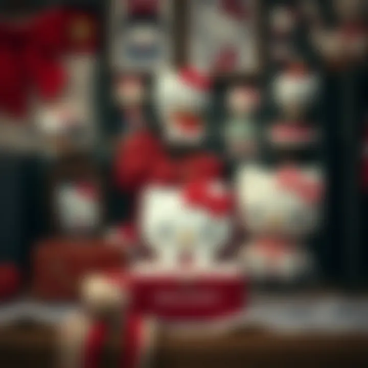 Nostalgic Hello Kitty Merchandise Collection A nostalgic display of vintage Hello Kitty merchandise alongside the jewelry box.