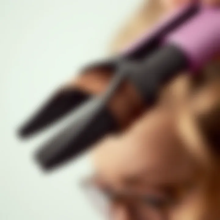 Close-up of a hot tools ribbon curler demonstrating its unique design