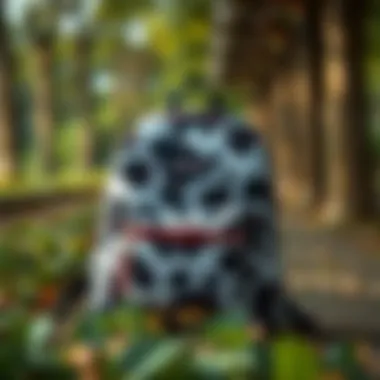 Illustration highlighting the sustainable materials used in the Jansport cow print backpack